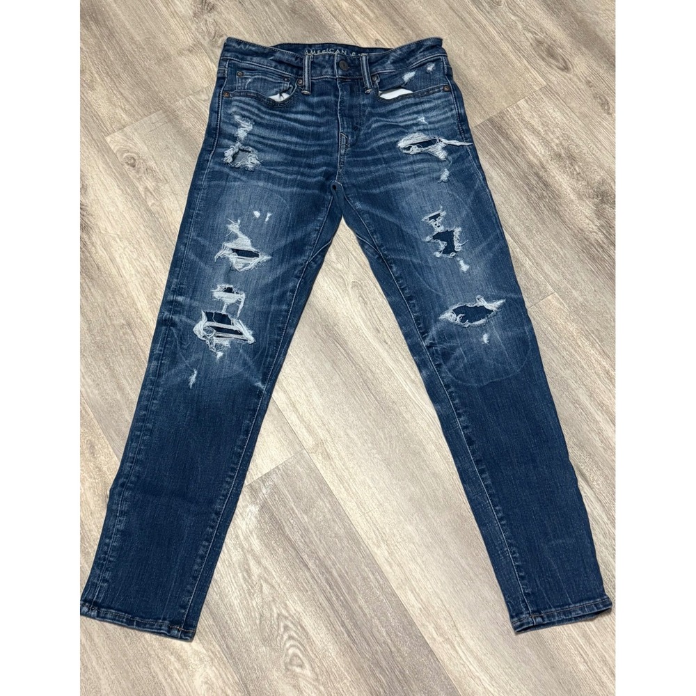 American Eagle Mens AirFlex+ Athletic Fit Ripped‎ Distressed Jeans 28x30